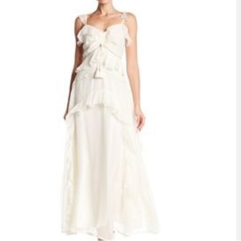 🦋 NWT LOVE SAM white ruffle maxi dress M